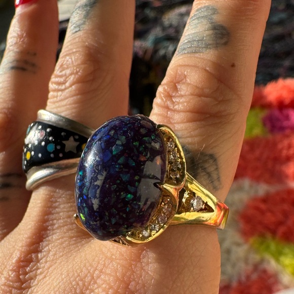 Australian blue opal statement ring size 6 - Picture 4 of 9